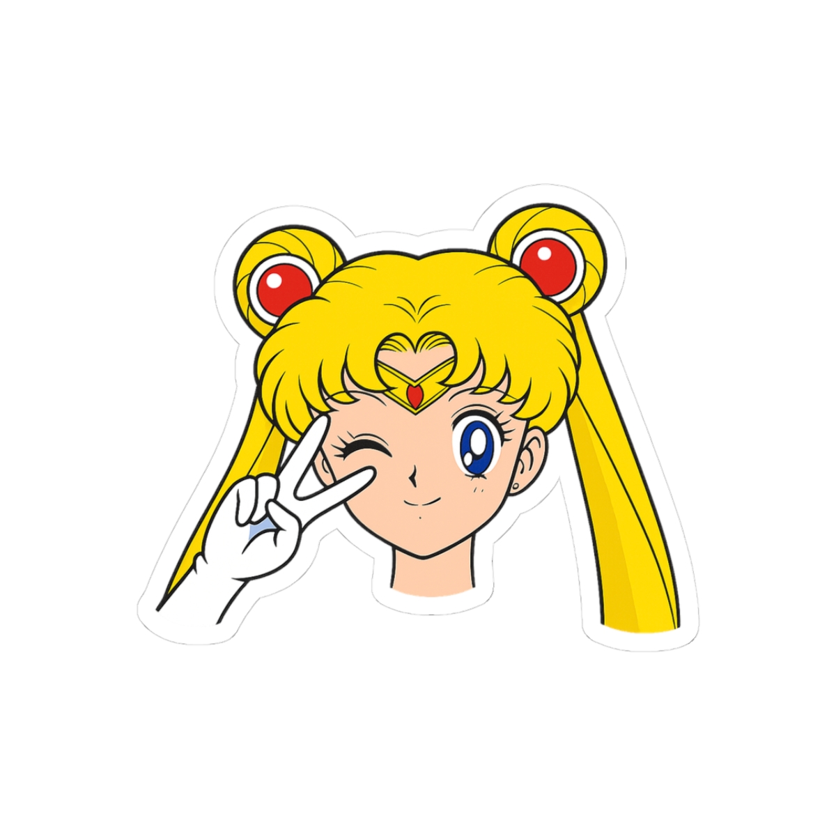 Sailor Moon Peace Sign Wink Sticker | Cute Anime Vinyl Decal