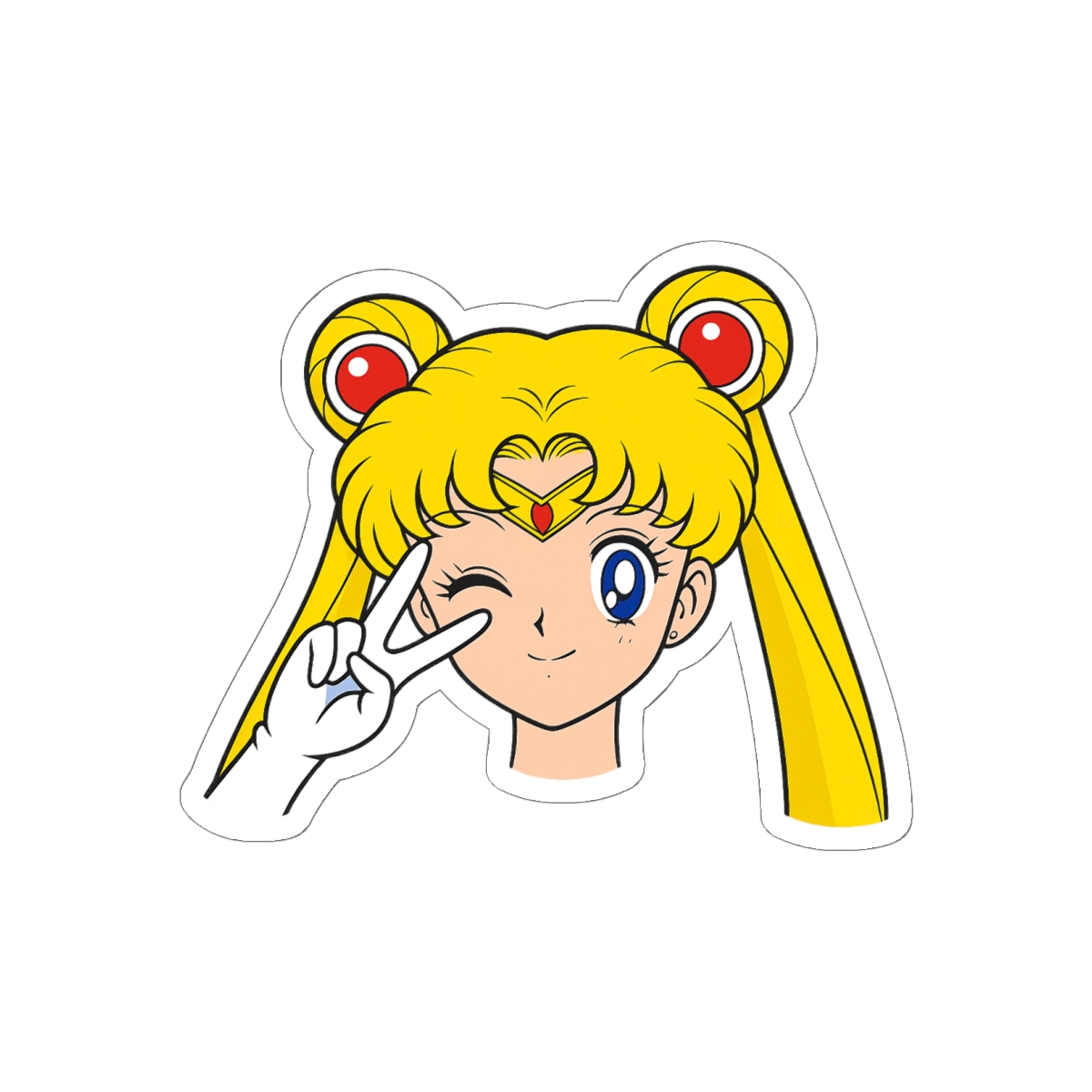 Sailor Moon Peace Sign Wink Sticker | Cute Anime Vinyl Decal