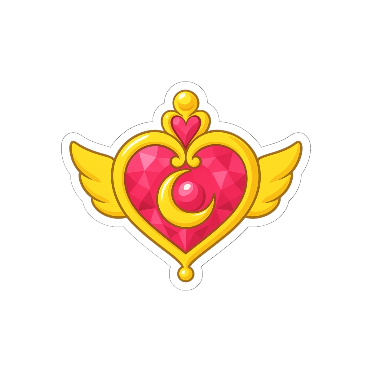 Sailor Moon Gold Heart Wings Brooch Sticker | Cute Anime Decal