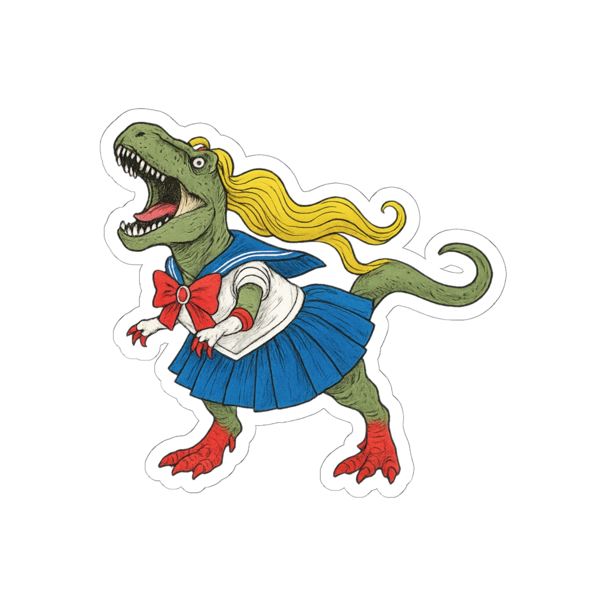 Sailor Moon T-Rex Sticker | Kawaii Dino Fusion Vinyl Decal