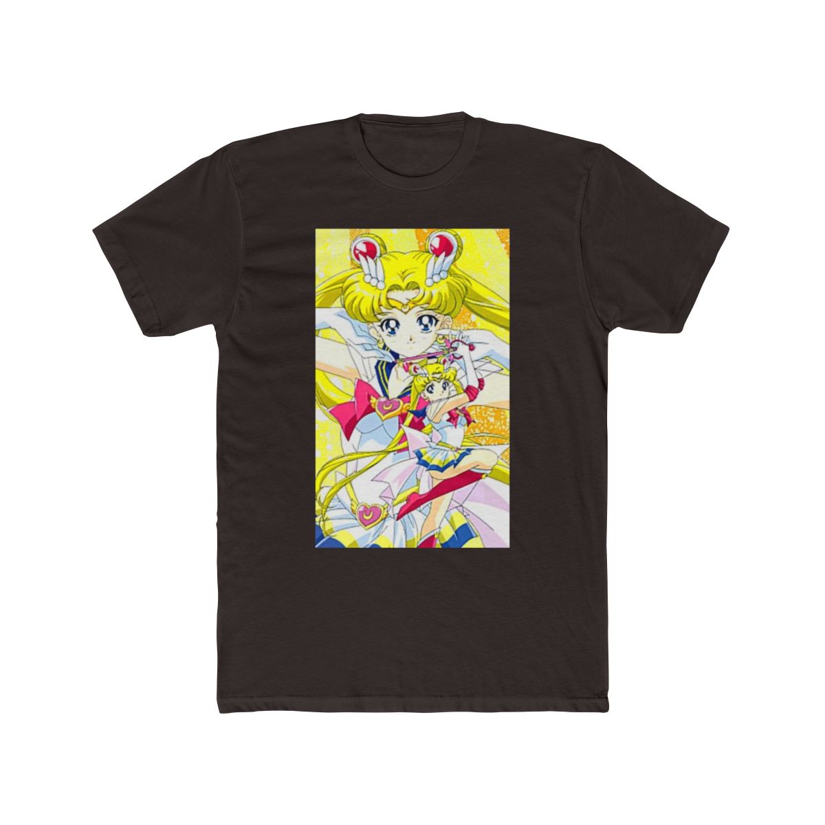 Black T Shirt featuring a rainbow-coloured line drawing of five anime characters within a diamond shape. The text "Sailor Neptune" is written in a stylised font below the diamond - alternate angle 2, merchandise