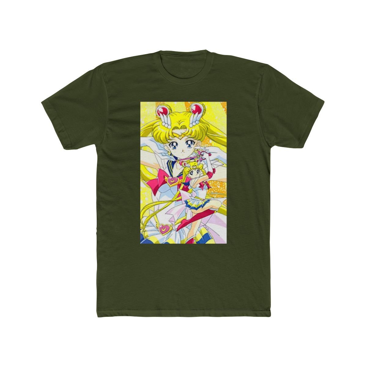 Black T Shirt featuring a rainbow-coloured line drawing of five anime characters within a diamond shape. The text "Sailor Neptune" is written in a stylised font below the diamond - alternate angle 4, merchandise