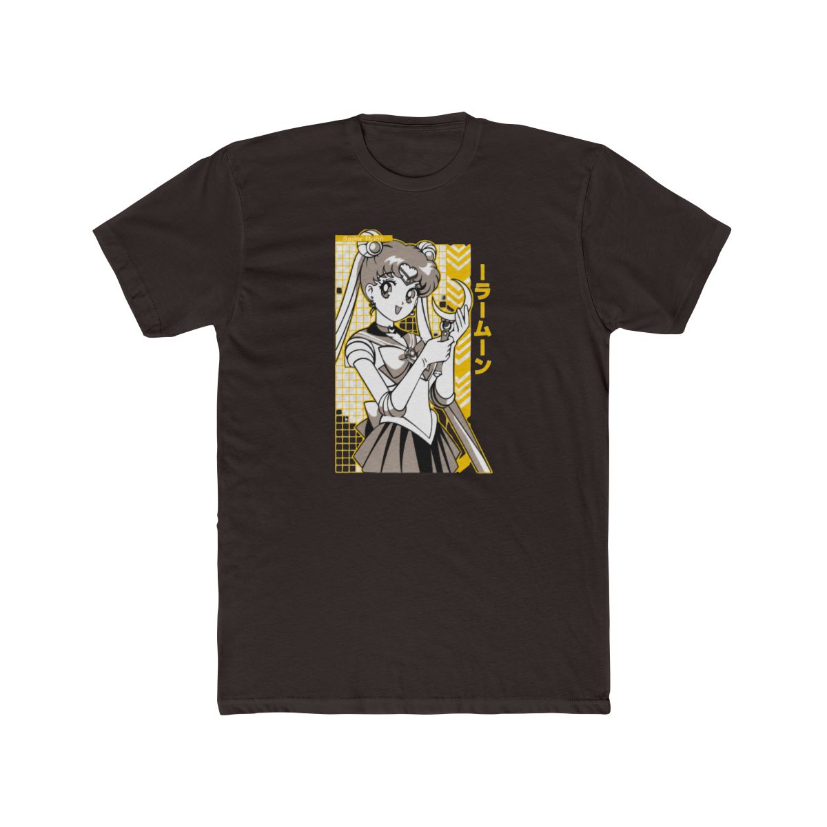 Sailor Moon with Crescent Moon Wand in Black and Yellow Style T Shirt - alternate angle 5, merchandise