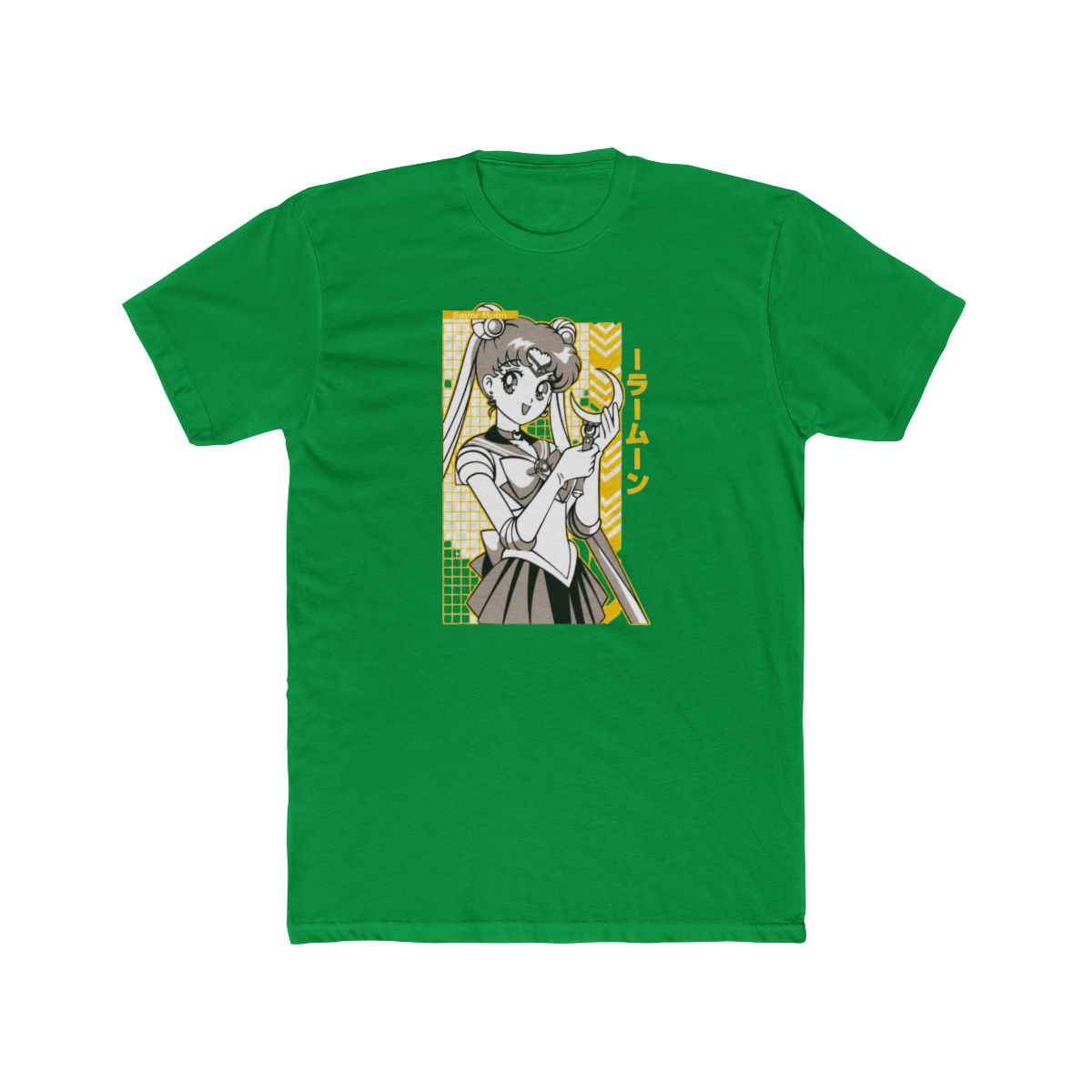 Sailor Moon with Crescent Moon Wand in Black and Yellow Style T Shirt - alternate angle 3, merchandise