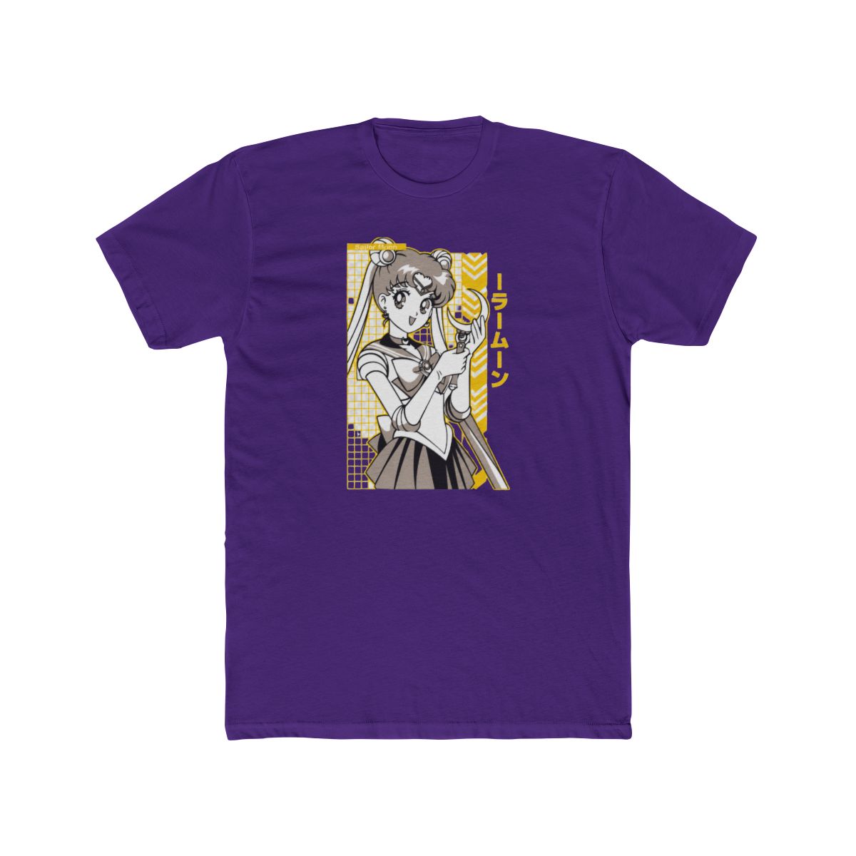 Sailor Moon with Crescent Moon Wand in Black and Yellow Style T Shirt - alternate angle 2, merchandise