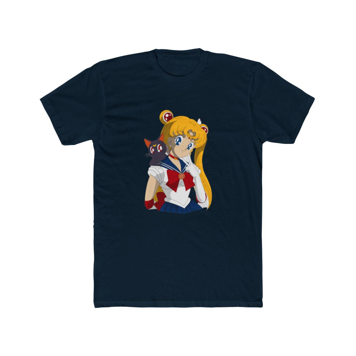 Sailor Moon with Luna Cat Cool Art Design T Shirt - alternate angle 3, merchandise